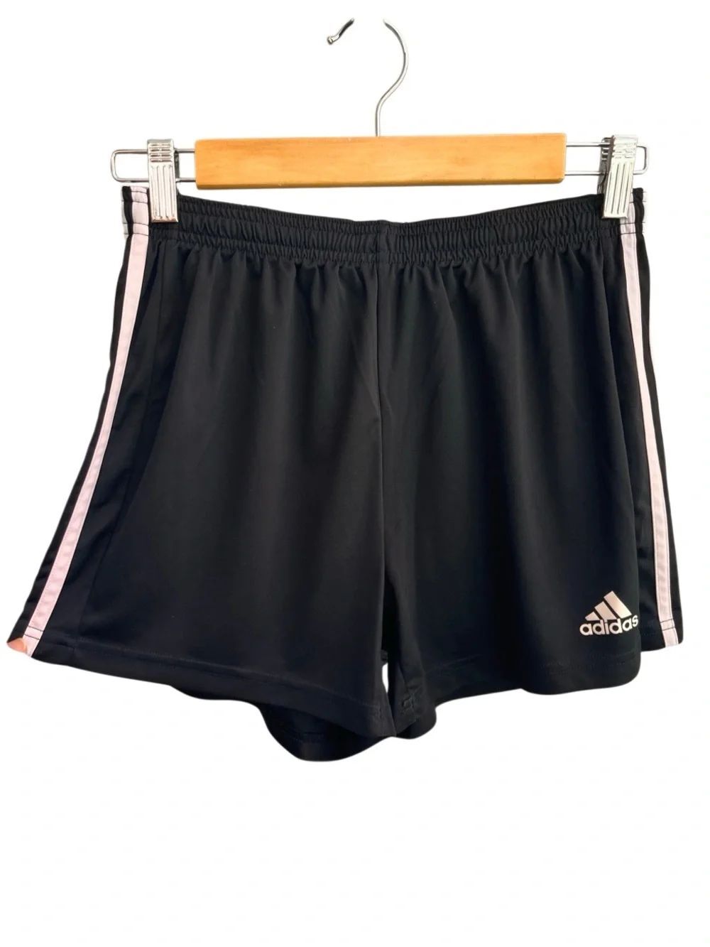 🌴 Adidas AeroReady Black Athletic Running Shorts Women’s M white Stripe